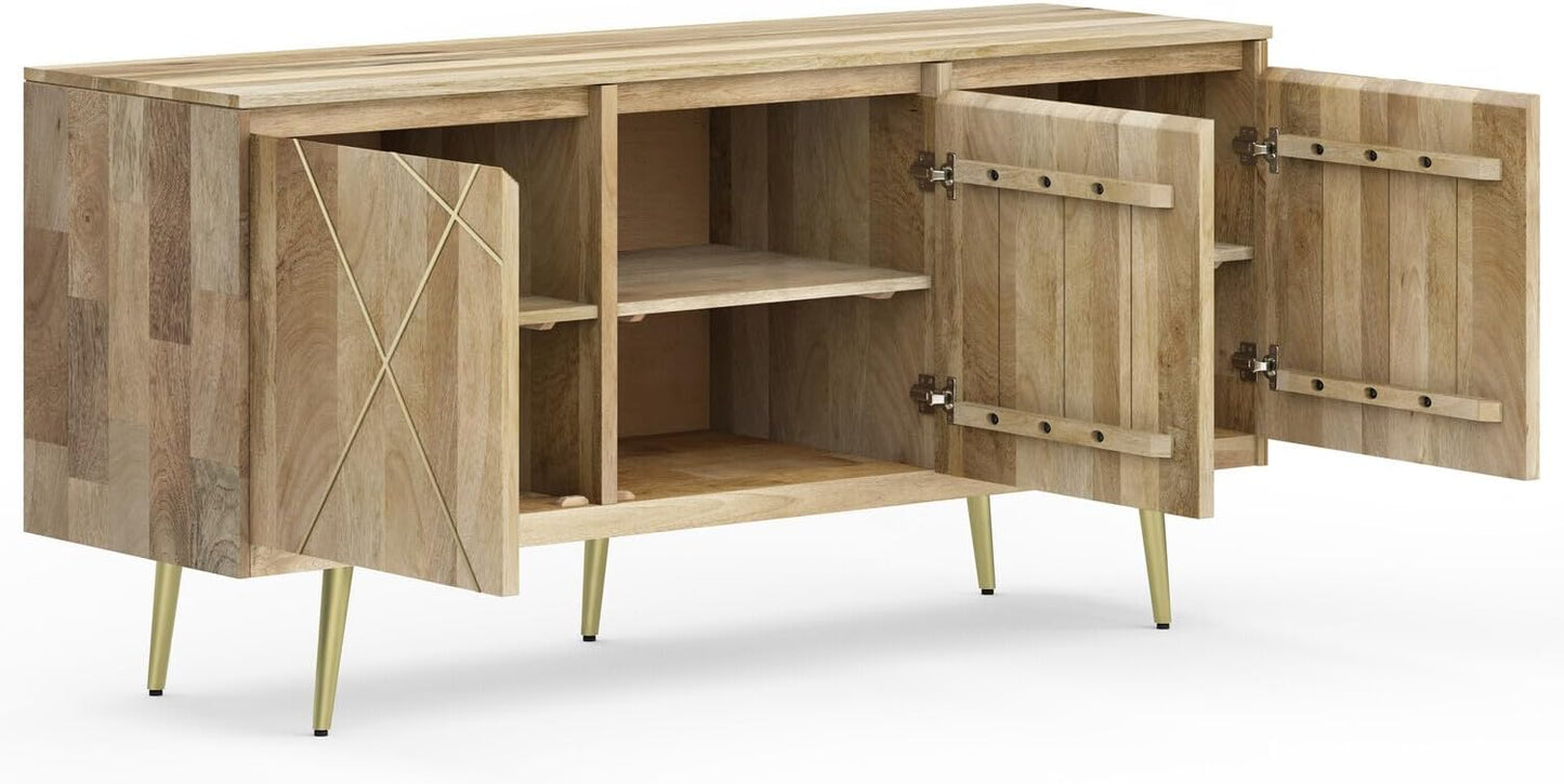Timeless Mid-Century Sideboard with Natural Wood Finish 🌿✨ - Stylish Storage for Every Room