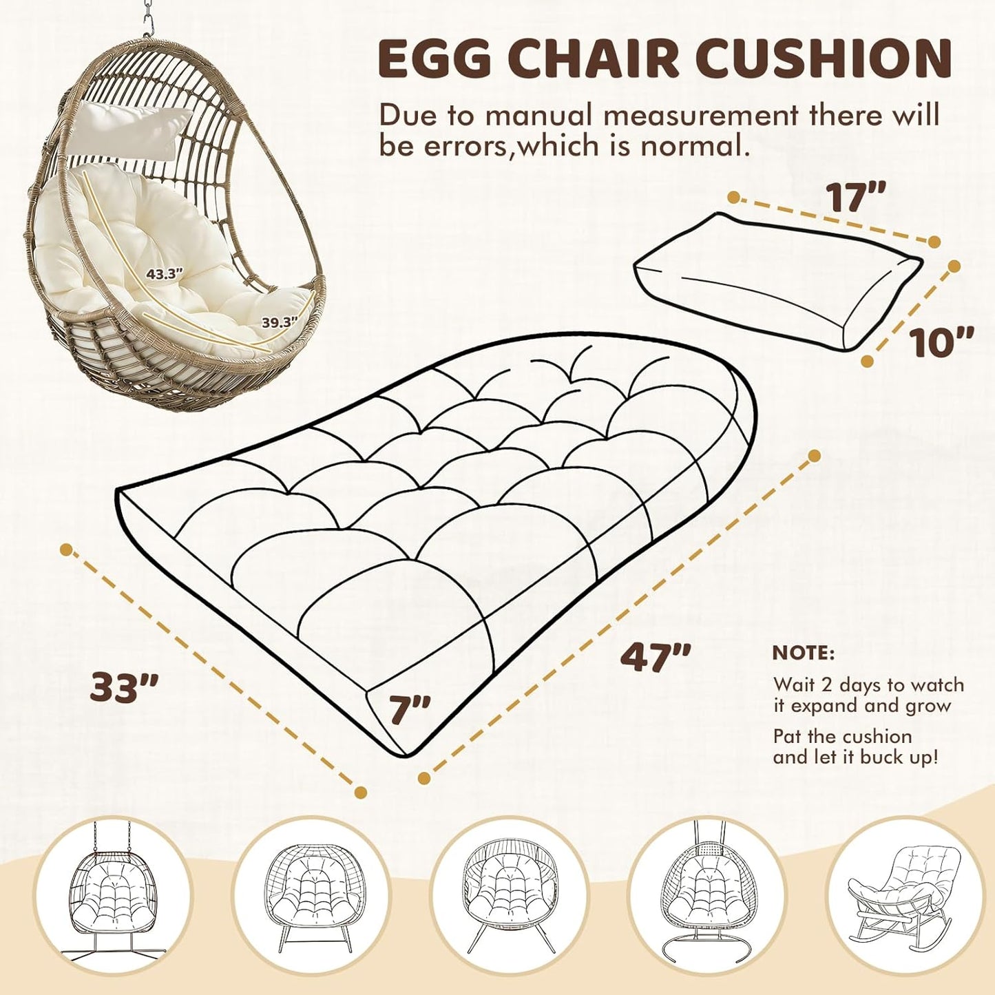 Premium Egg Chair Cushion Replacement | Waterproof, Comfortable &amp; Adjustable 🛋️💦