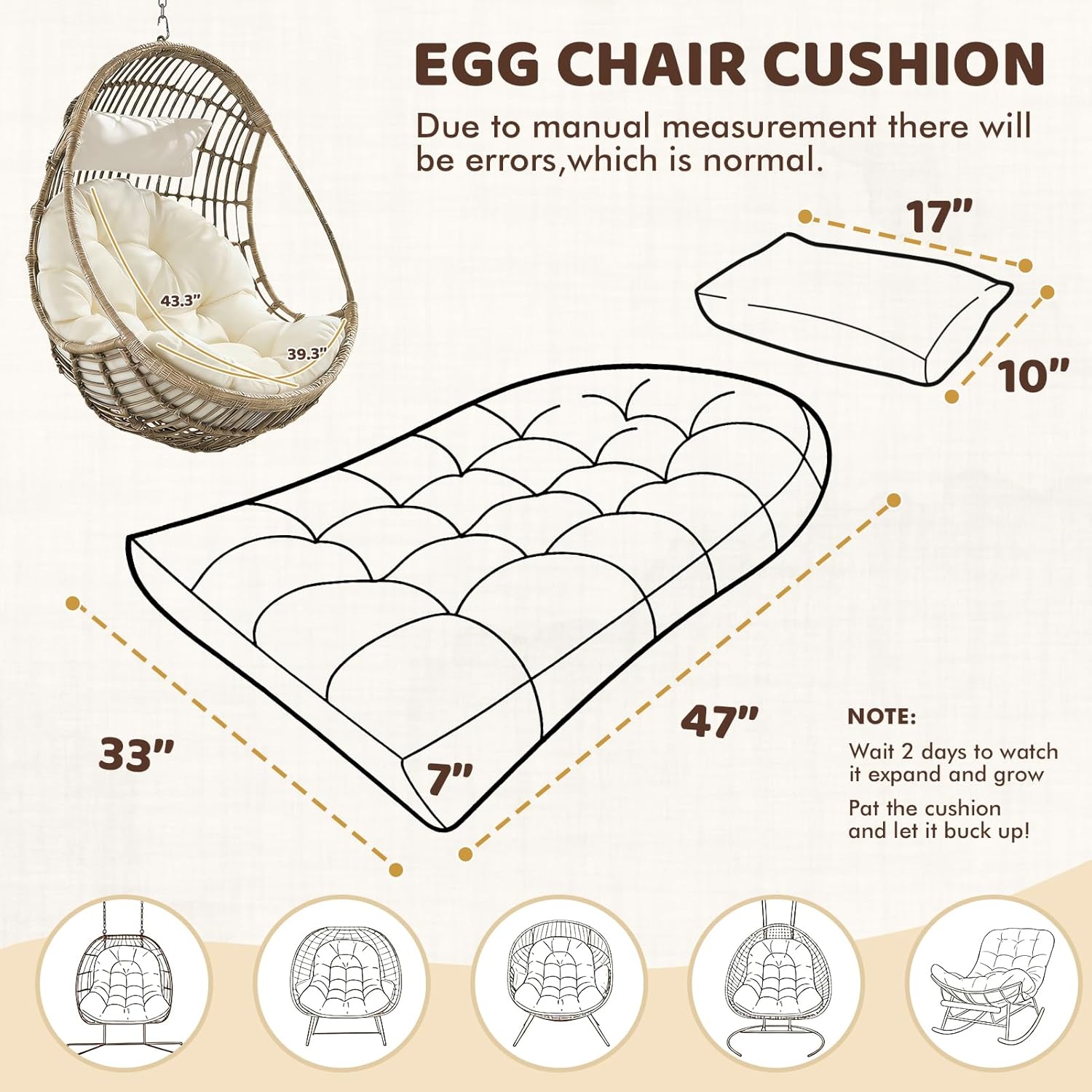 Premium Egg Chair Cushion Replacement | Waterproof, Comfortable &amp; Adjustable 🛋️💦