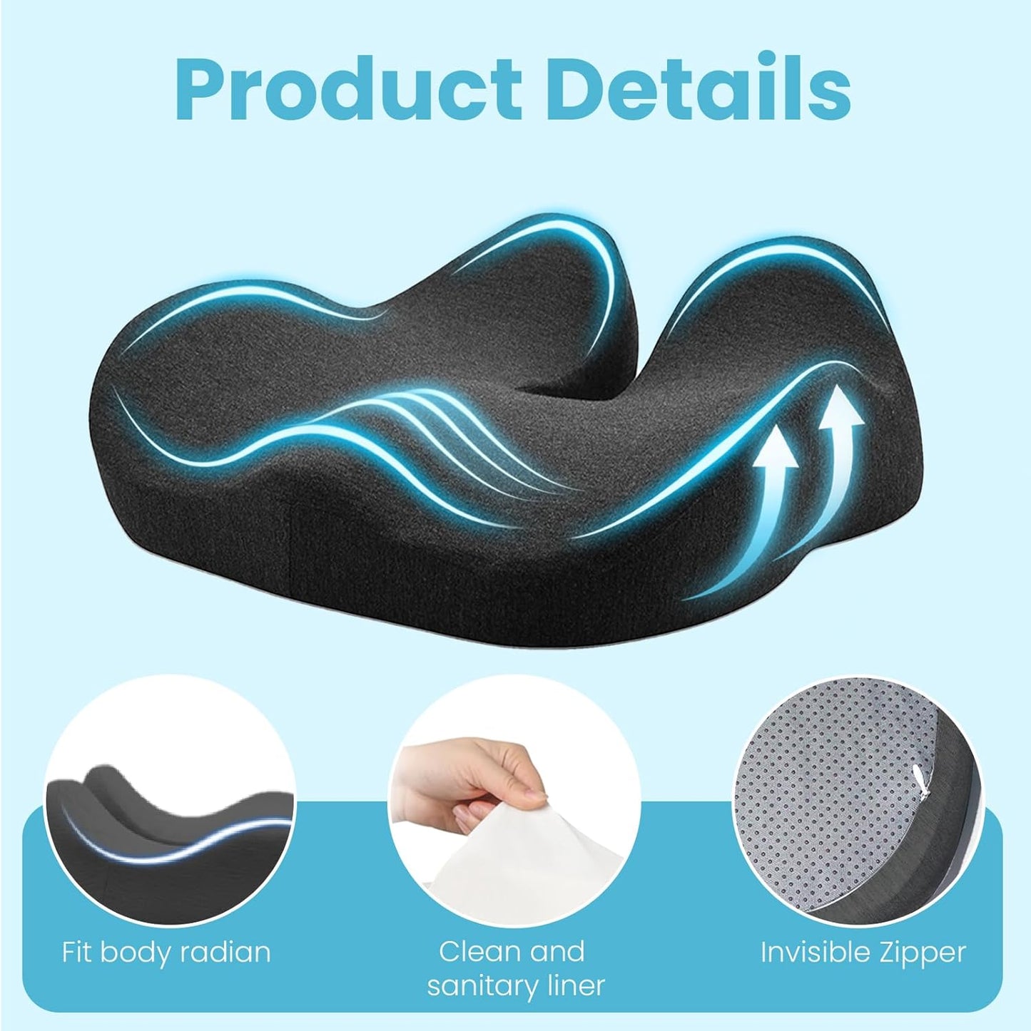 Comfortable Coccyx Seat Cushion 🛋️ - Perfect for Wheelchairs & Office Chairs