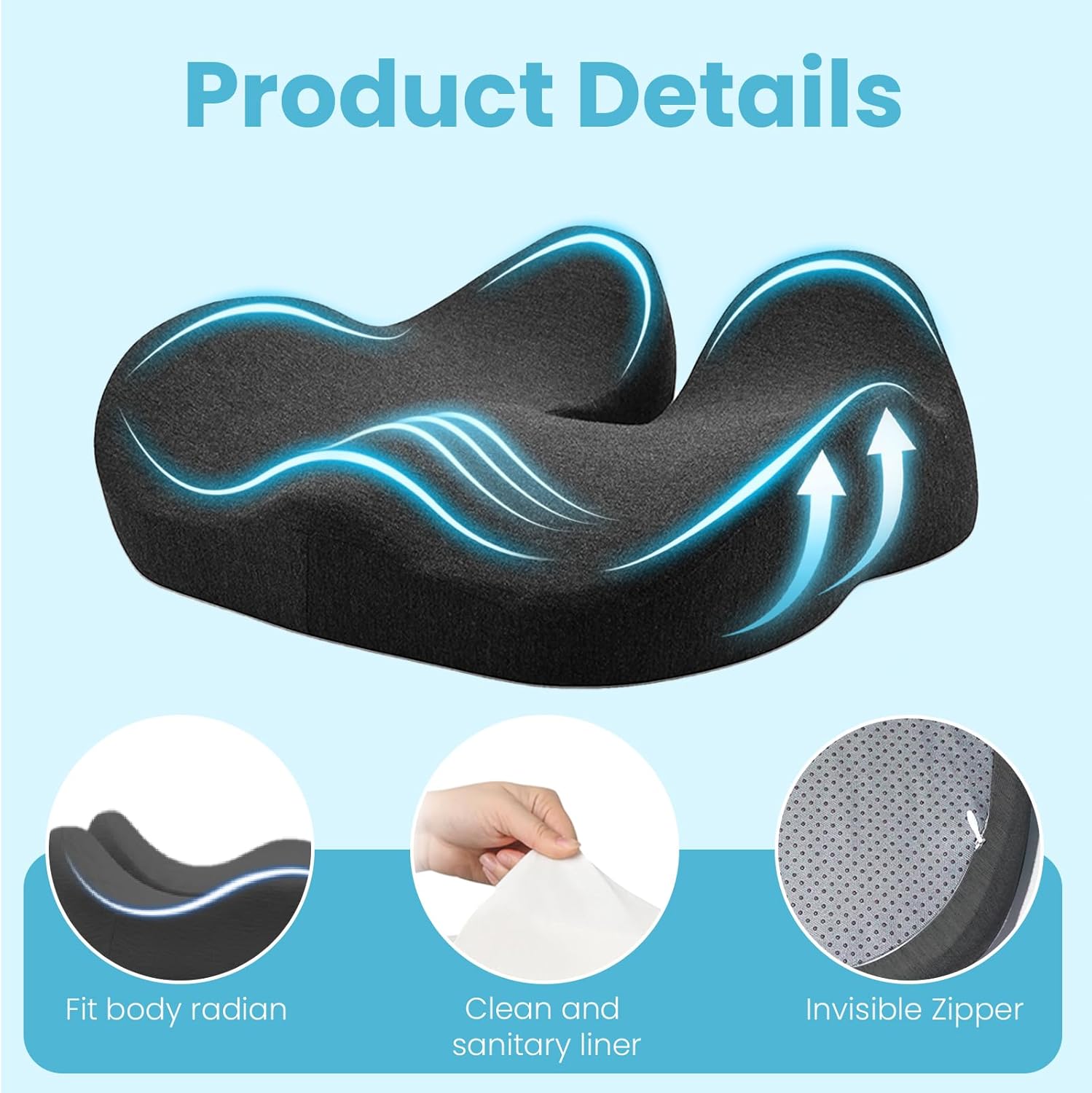 Comfortable Coccyx Seat Cushion 🛋️ - Perfect for Wheelchairs & Office Chairs
