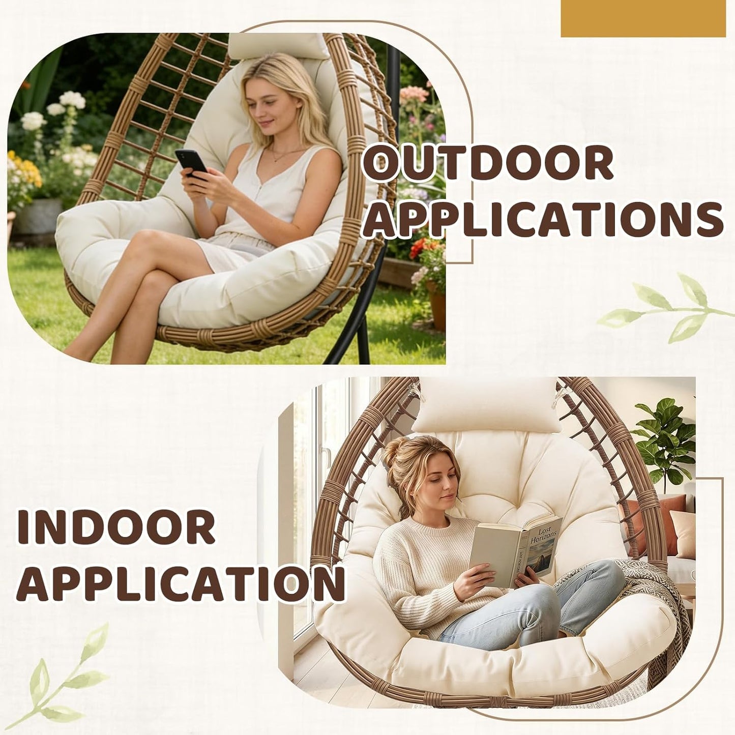 Premium Egg Chair Cushion Replacement | Waterproof, Comfortable &amp; Adjustable 🛋️💦