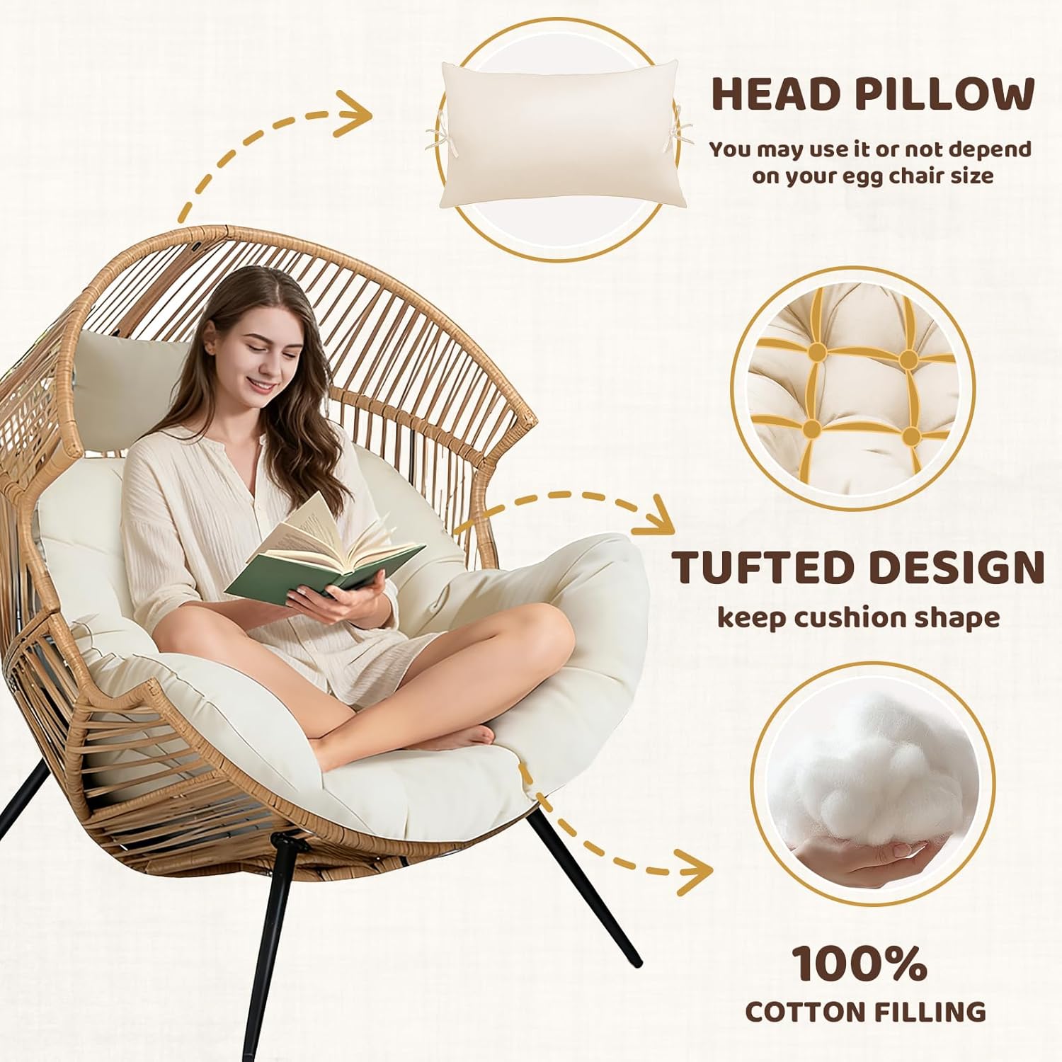 Premium Egg Chair Cushion Replacement | Waterproof, Comfortable &amp; Adjustable 🛋️💦