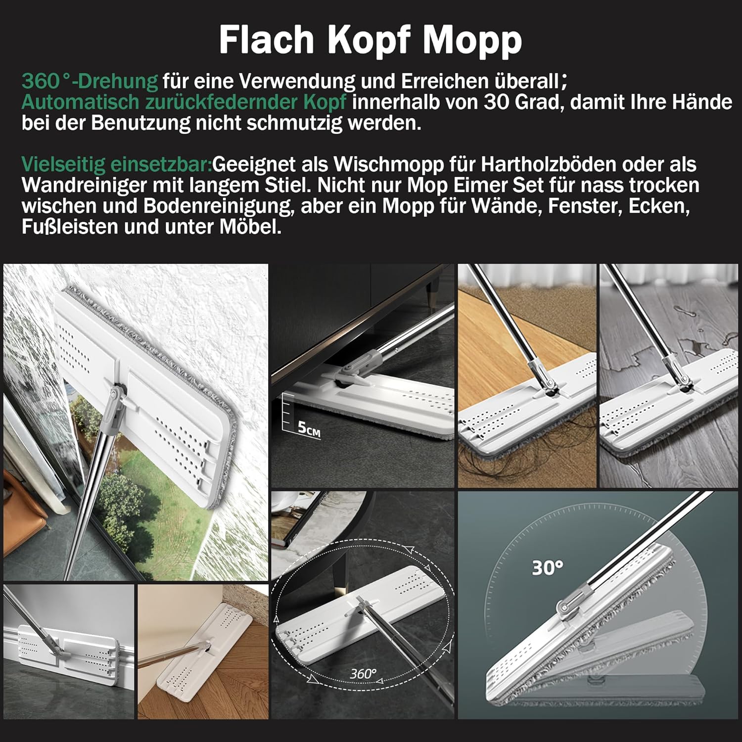 Flat Mop Head Replacement – Easy to Use 🧽✨