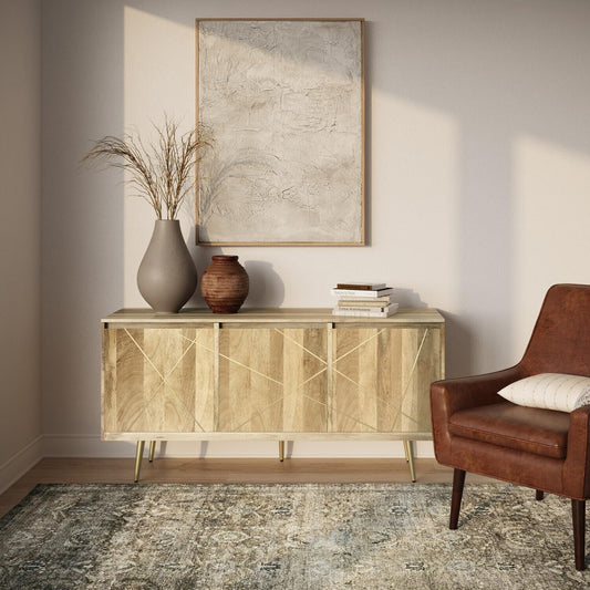 Timeless Mid-Century Sideboard with Natural Wood Finish 🌿✨ - Stylish Storage for Every Room